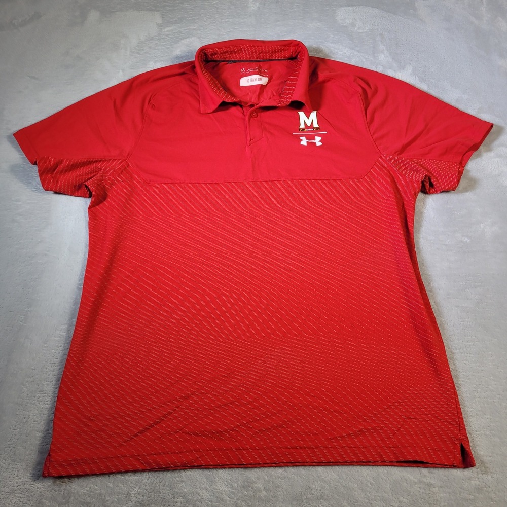 Maryland Terrapins Shirt Mens XL Red Under Armour HeatGear Loose Player Issue UA